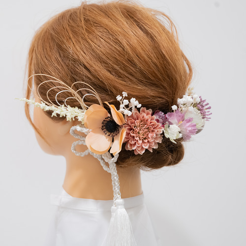 成人式前撮り振袖ヘッドパーツ ダウンスタイルS】ドライフラワー