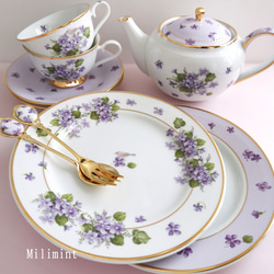 【受注制作】小さな幸せ♡すみれのティーポット(茶こし付き) 5枚目の画像