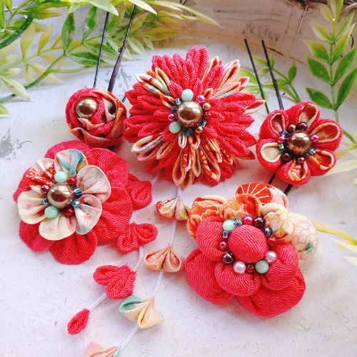 つまみ細工髪飾り #18-74 淡さくら色 コーム mameまめ工房 通販  