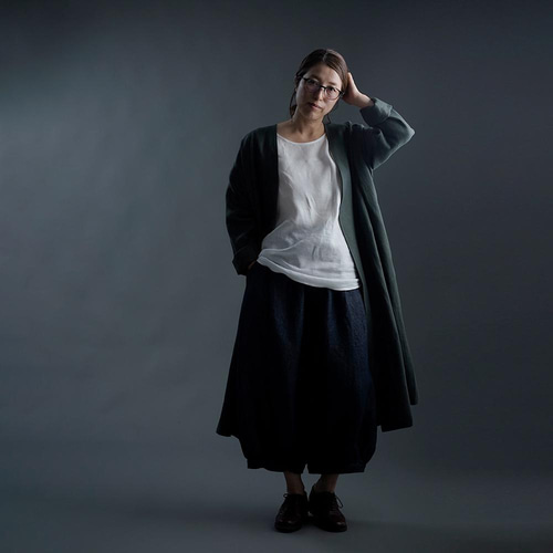 wafu】Linen Top 黄金比率のネック角度 毎日のインナーにも / 白色