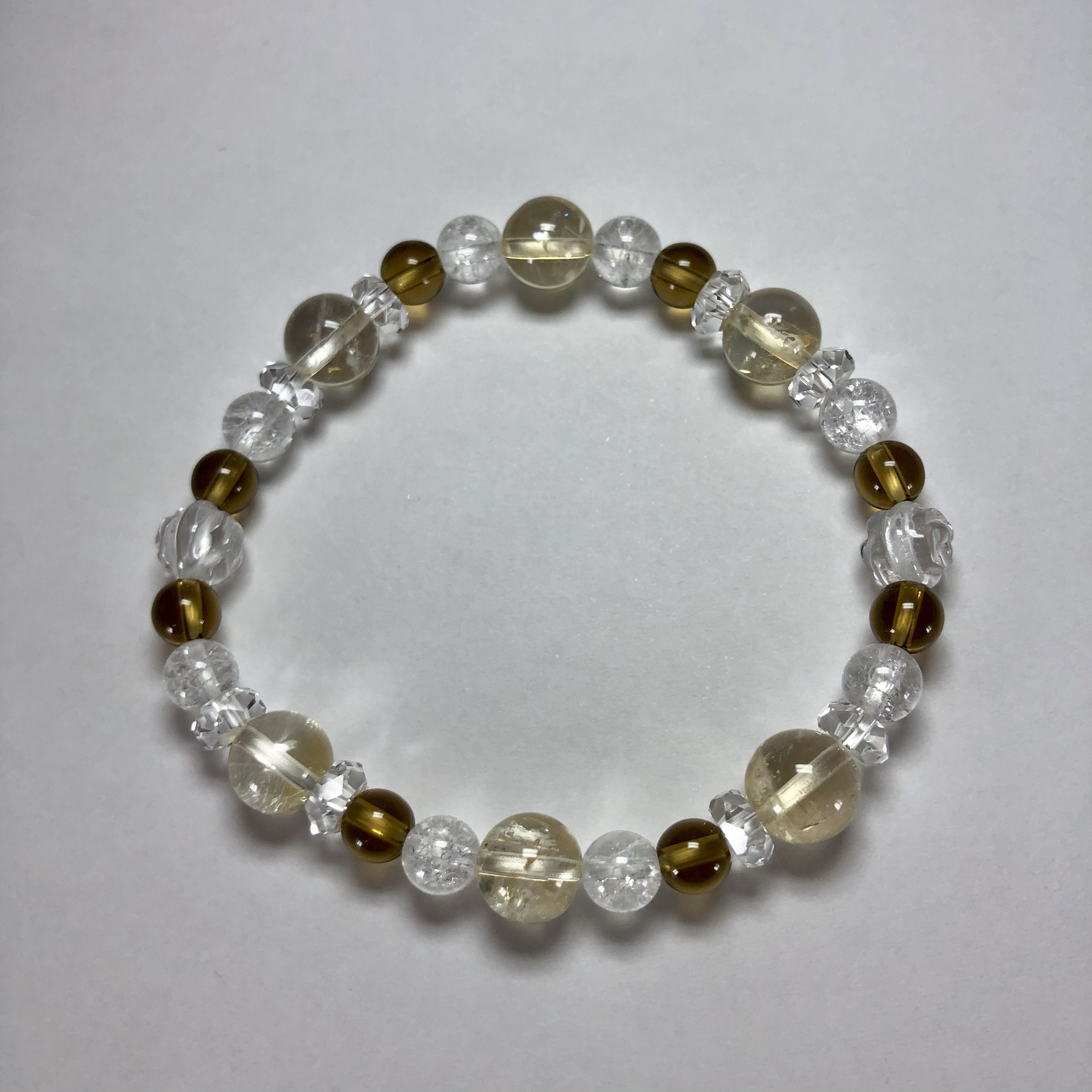 シトリン×ナチュラルシトリン×水晶ブレスレット