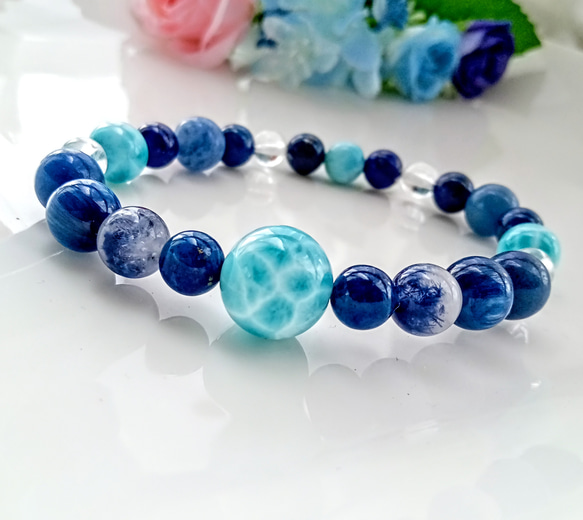 【夏色ブレスレット】デュモルティエライトの爽やかブレス°・*:.。. 夏色ブレスレット】デュモルティエライトの爽やかブレス°・*:.。.