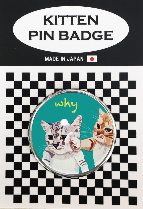 猫 ピンバッジ なんでやねん 猫ピンバッチ ねこピンズ 猫イラスト Cat Pins 2枚目の画像