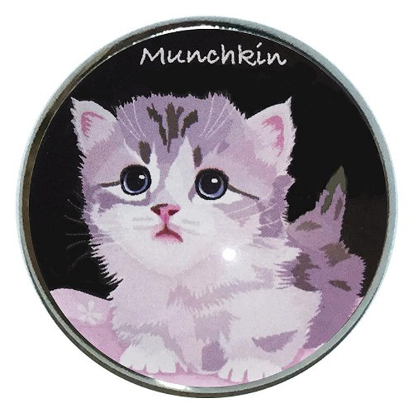 猫 ピンバッジ 猫ピンバッチ ねこピンズ マンチカンBK 猫イラスト Cat Pins 1枚目の画像