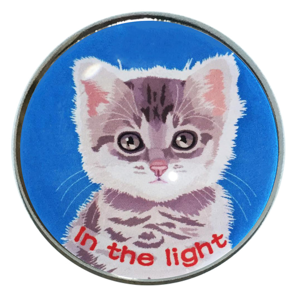 猫 ピンバッジ 猫ピンバッチ ねこピンズ 光の中 猫イラスト ケース付き 1枚目の画像
