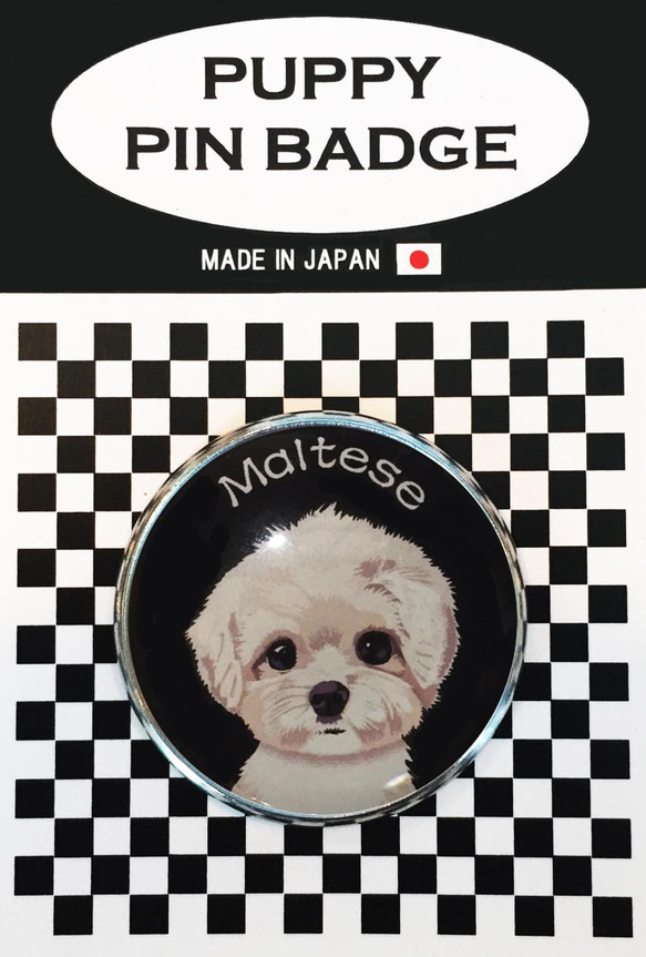 ピンバッジ マルチーズ ピンバッチ ピンズ犬 ケース付き 2枚目の画像