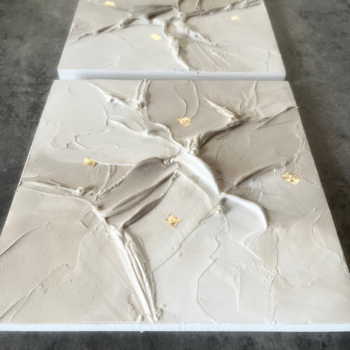 モダンアート 24×24㎝ 2枚セット ニュアンス 現代アート インテリア