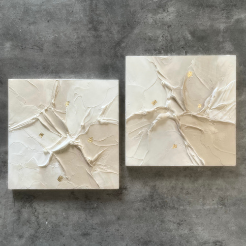 モダンアート 24×24㎝ 2枚セット ニュアンス 現代アート インテリア