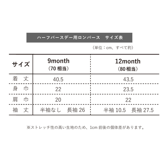 ＼累計550枚突破／ハーフバースデーロンパース outline 長袖 名前入り 半袖あり＊出産祝い 写真撮影に♡ 7枚目の画像