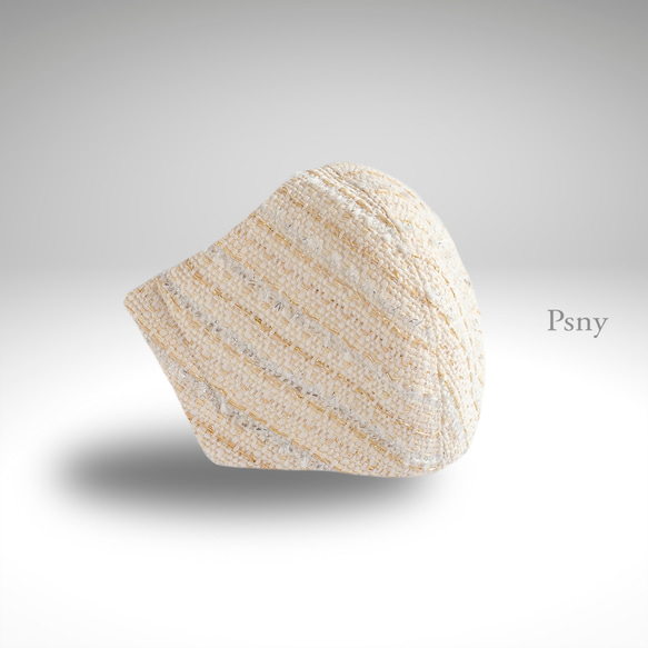 PSNY Tweed Shibam 6★象牙色口罩帶無紡布過濾器 3D 成人美麗花呢口罩 SB06 第1張的照片