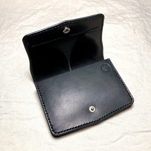 栃木レザー コンパクト財布 本革 総手縫い ミドルウォレット ギャルソン 黒 ワンアクションで完結｜栃木レザー コンパクト財布 本革 総手縫い
