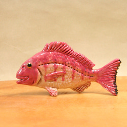 手作り　オブジェ　大きな真鯛　マダイ　アート　造形看板　美術品　運気　招福　魚 警戒心の強い目力‼️ 真鯛の正面顔の迫力！勢い！目力！ 国内外