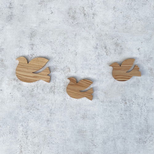 バード オーナメント｜全2種類 鳥 木製 壁掛け ウォールデコ 無垢材