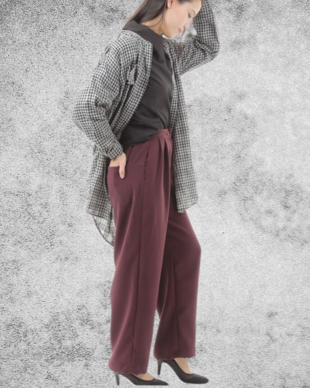 ワイドストレートパンツ ボルドー 5,840円