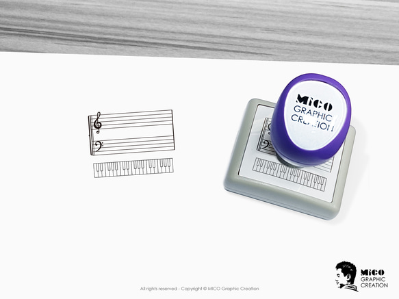 ミュージックシール ピアノ五線譜+キー運指・コードアトムシール 45mm×35mm、鍵盤、運指、音楽理論、音楽教育シール、ピアノ 3枚目の画像