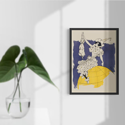 【NO.4】花の妖精とウサギの絵画イラストアートポスター☆おとぎ話メルヘンファンタジーレトロヴィンテージA2A1B4B3 10枚目の画像