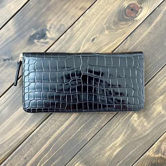 シャイニング クロコダイル 財布 ブラック ブルー 8枚目の画像
