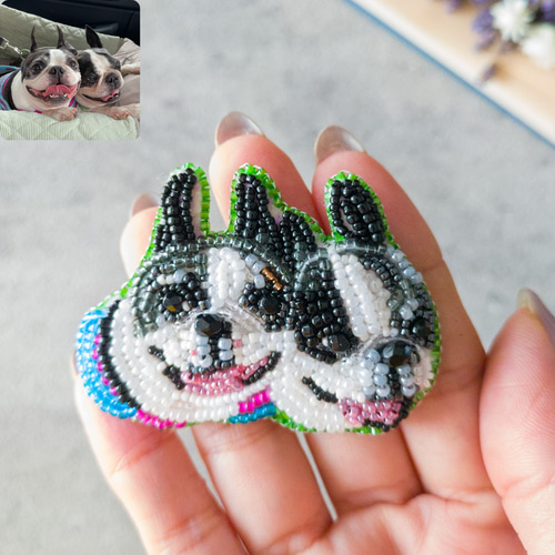 受注生産】ビーズ刺繍のうちの子ブローチ ブローチ kana-buhi 通販