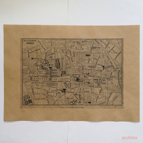 紙書封面巴黎舊地圖（單色）A3 大小 第4張的照片