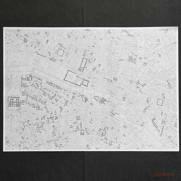 紙製ブックカバー　パリ古地図（モノクロ）　A3判 11枚目の画像