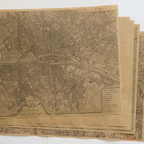 紙製ブックカバー パリ古地図（モノクロ） A3判 ブックカバー puikko