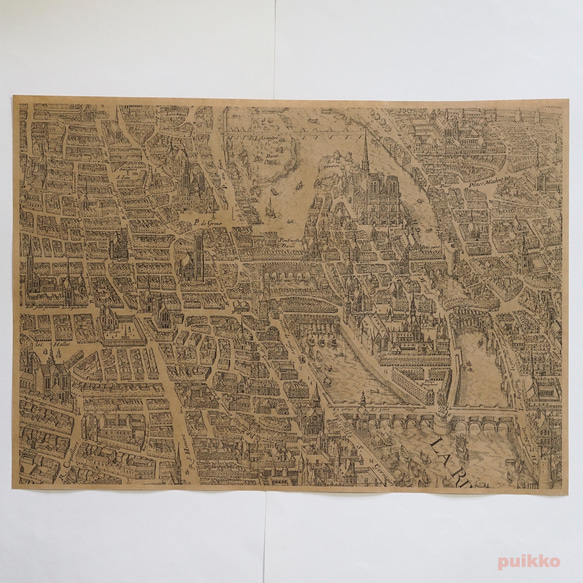 紙書封面巴黎舊地圖（單色）A3 大小 第6張的照片