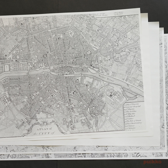 紙書封面巴黎舊地圖（單色）A3 大小 第7張的照片