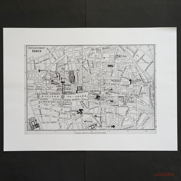 紙書封面巴黎舊地圖（單色）A3 大小 第10張的照片