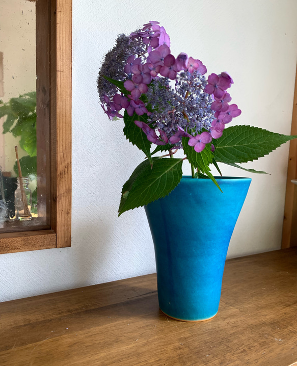 花瓶 ターコイズブルー h 一輪挿し・花瓶・花器 mayumi 通販