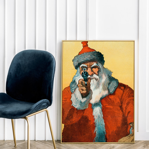 銃を構えるサンタクロースアートポスター☆クリスマスファンキーパン