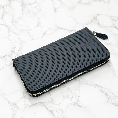 日本製 耐摩擦性エンボスレザー 上質 牛革 ロングウォレット ラウンド