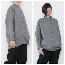 china button shirts / gray 1枚目の画像