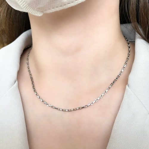 長さオーダー対応】＊存在感* 2mm or 3mm スクエアチェーン ネックレス 