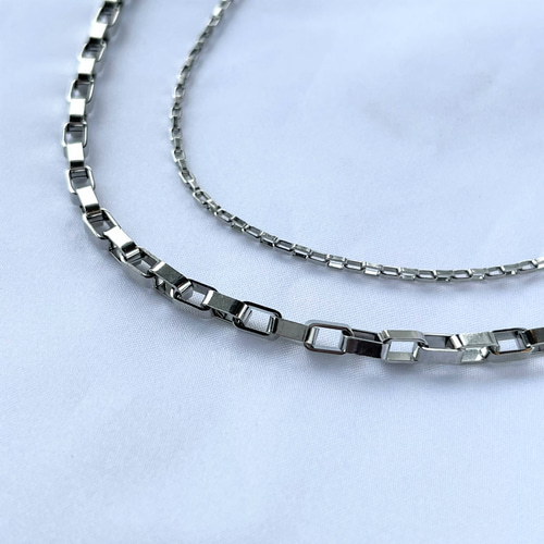長さオーダー対応】＊存在感* 2mm or 3mm スクエアチェーン ネックレス