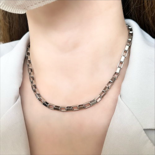 長さオーダー対応】＊存在感* 2mm or 3mm スクエアチェーン ネックレス 