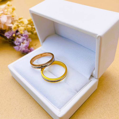 natural*】コンビネーションリング＊ ミル打ち デザイン 誕生石 刻印