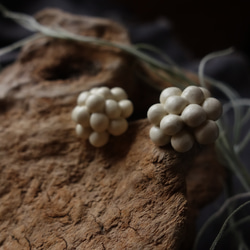 Junclay “berry++” 輕質陶瓷象牙灰白色耳環金屬防過敏 第5張的照片