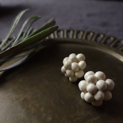 Junclay “berry++” 輕質陶瓷象牙灰白色耳環金屬防過敏 第3張的照片