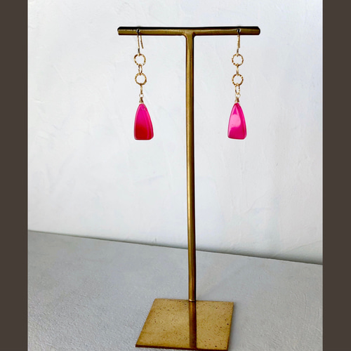 5％OFF】 パープルピンクカルセドニー ピアス Fruitsjolie