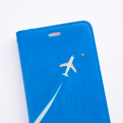 ひこうきぐも 手帳型スマホケース ベルトなし  ✶ SE2 SE3 iPhone15 飛行機 星 青 秋 ブルー ✶ 3枚目の画像