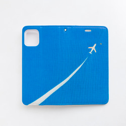 ひこうきぐも 手帳型スマホケース ベルトなし  ✶ SE2 SE3 iPhone15 飛行機 星 空 青 夏 ブルー ✶ 4枚目の画像
