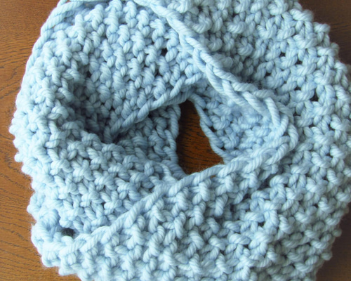 ❁手編み❁【再販】メリノウールぽこぽこスヌード(ベビーブルー