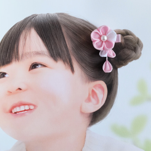 つまみ細工 髪飾り シンプルmini＊お食い初め 七五三 ひな祭り