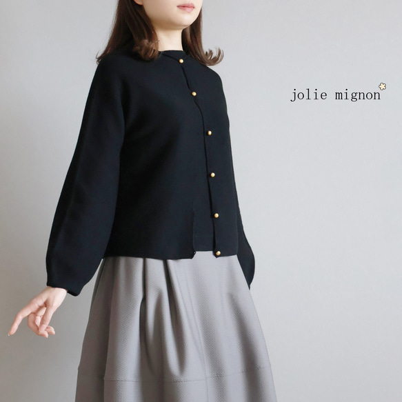 【美品】  yori / ヨリ | ウール パフスリーブ ニット | 36 | ブラック | レディース 中古・古着通販】YORI (ヨリ) コットンパフスリーブニット ネイビー