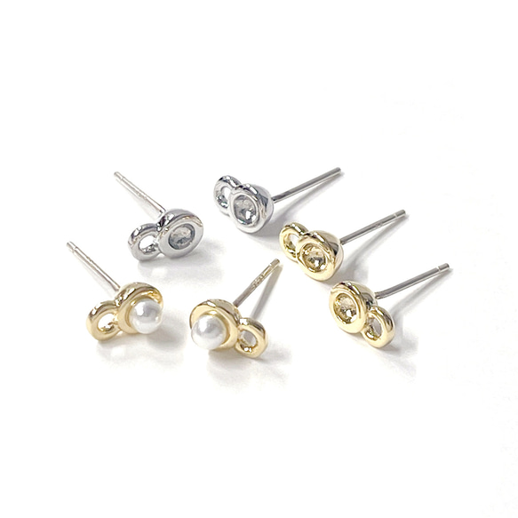 eje648-1【1對】帶珍珠+SV925芯！約 5 毫米碗和水平環包括 16KGP 金耳環硬件 第5張的照片