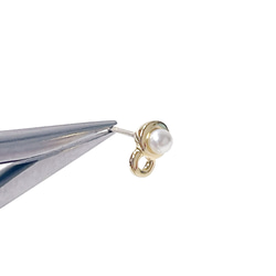 eje648-1【1對】帶珍珠+SV925芯！約 5 毫米碗和水平環包括 16KGP 金耳環硬件 第3張的照片