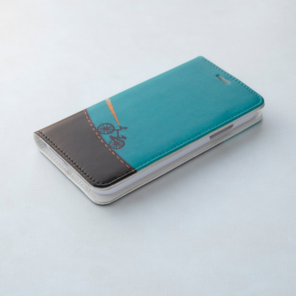 夜をゆく自転車　手帳型スマホケース  ベルトなし ✶ 星 夜空 ブルー SE3 SE2 iPhone15 ✶ 5枚目の画像