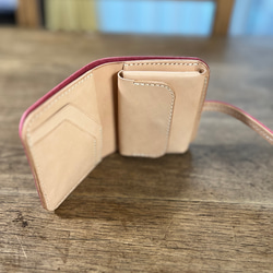 二つ折りミニ財布　イタリアンレザー  アラスカ　ピンク 4枚目の画像
