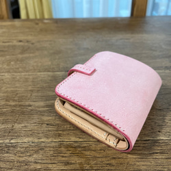 二つ折りミニ財布　イタリアンレザー  アラスカ　ピンク 2枚目の画像