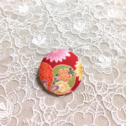 【再販】和柄・花くるみボタンのヘアゴム／お正月 2枚目の画像